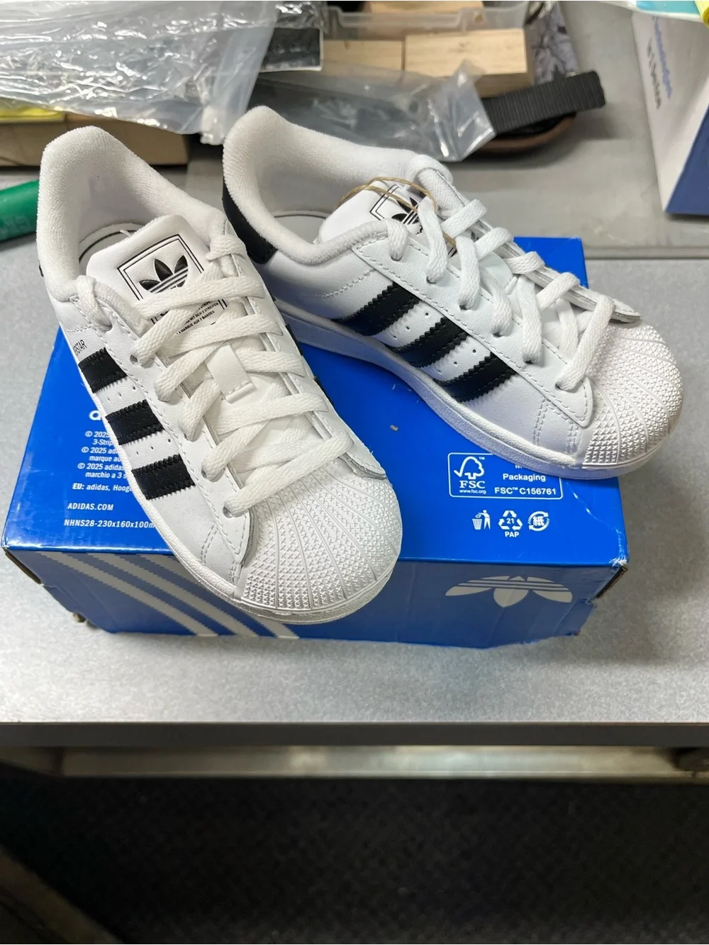 adidas Kids' White & Black Superstar Sneakers New Never Worn. Size 11K